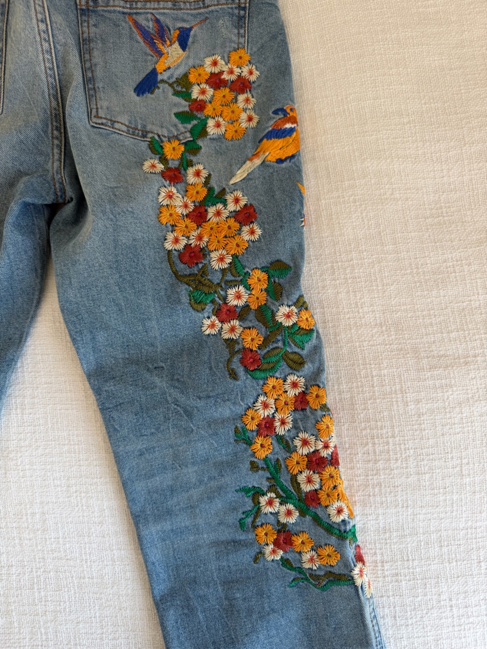 Free People Light Blue Skinny Jeans with Floral Embroidery - Picture 6 of 7